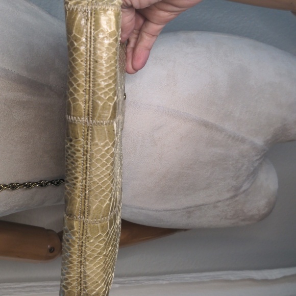 Vintage 60s Palizzio Genuine Snake Skin Purse Tan Crossbody Shoulder Bag - Picture 10 of 17